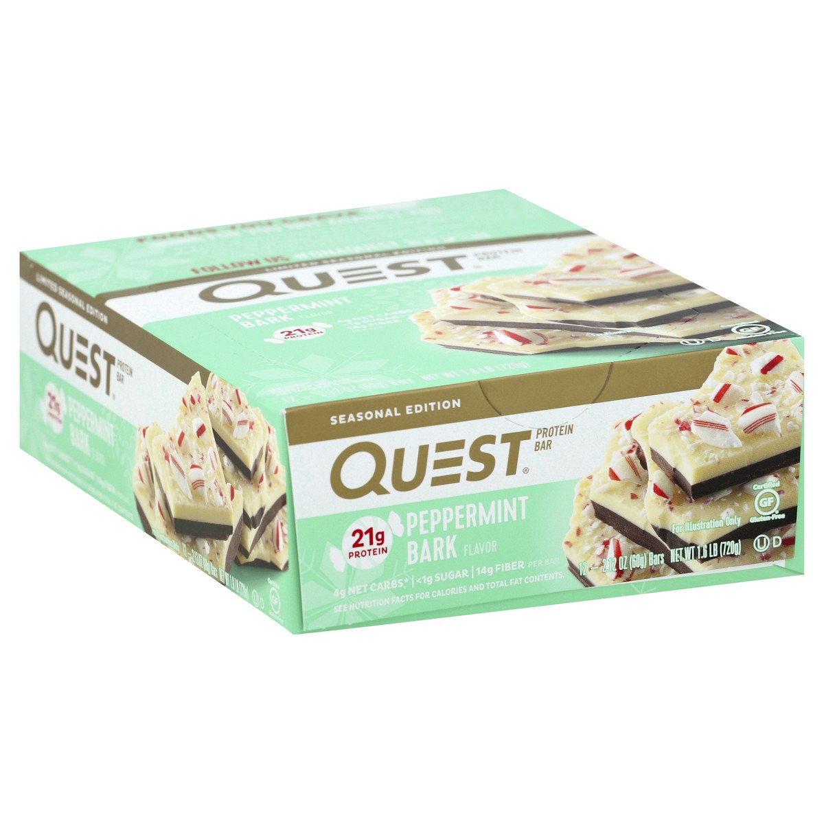 slide 2 of 5, Quest Protein Bar, Peppermint Bark Flavor, 12 ct
