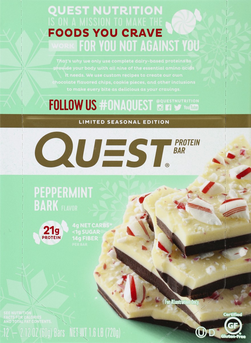 slide 3 of 5, Quest Protein Bar, Peppermint Bark Flavor, 12 ct
