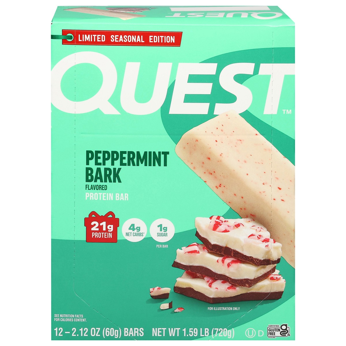 slide 1 of 5, Quest Peppermint Bark Flavored Protein Bar 12 - 2.12 oz Bars, 12 ct