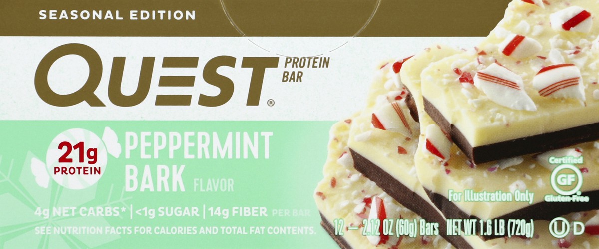 slide 5 of 5, Quest Protein Bar, Peppermint Bark Flavor, 12 ct