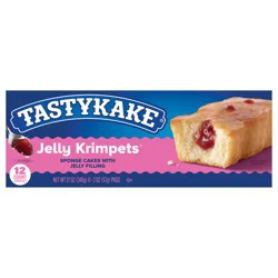 Tastykake Jelly Krimpets, 12 Count, 6 Packs of 2 Jelly Filled Snack Cakes