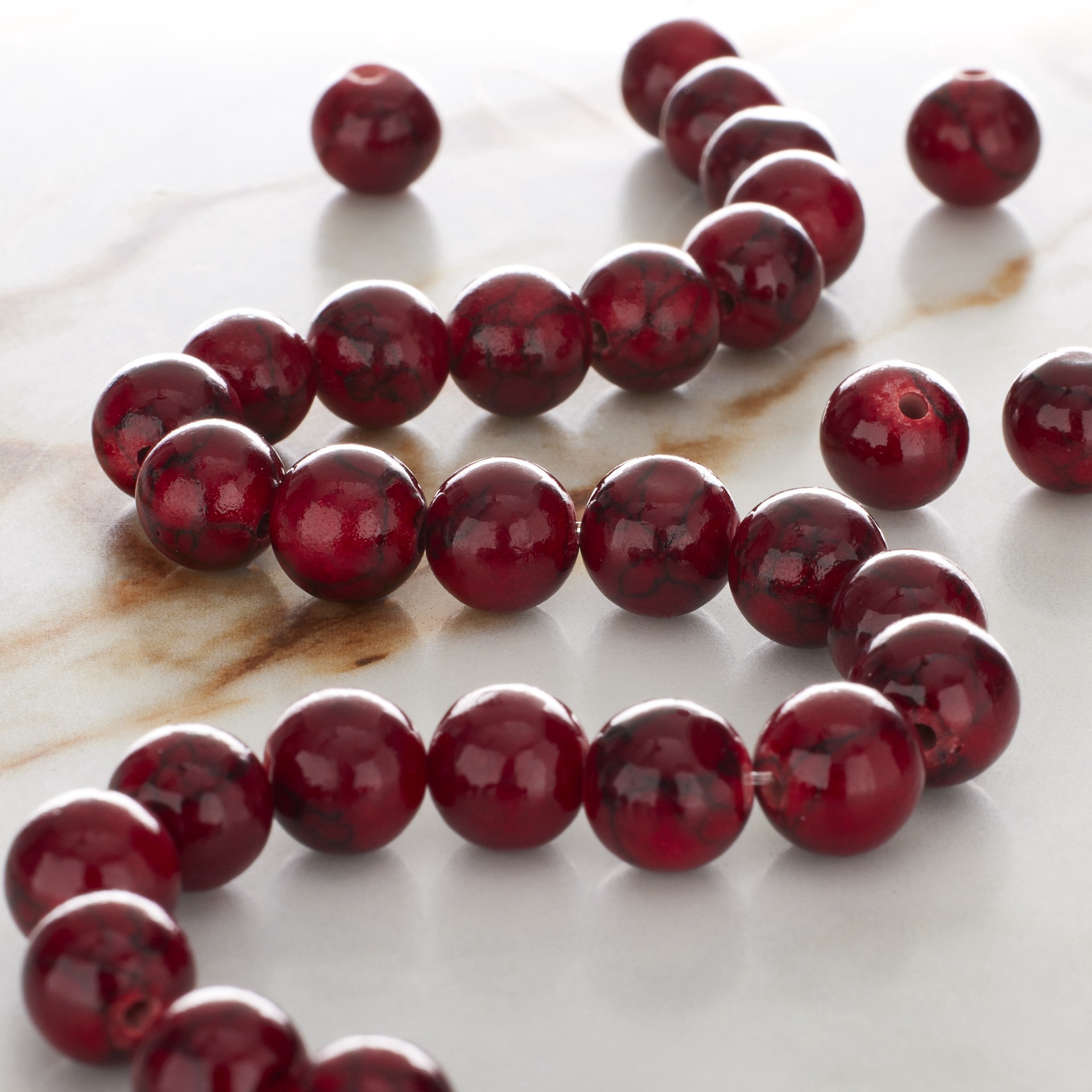 slide 2 of 3, Dark Red Dyed Quartz Round Beads, 8mm By Bead Landing, 8mm