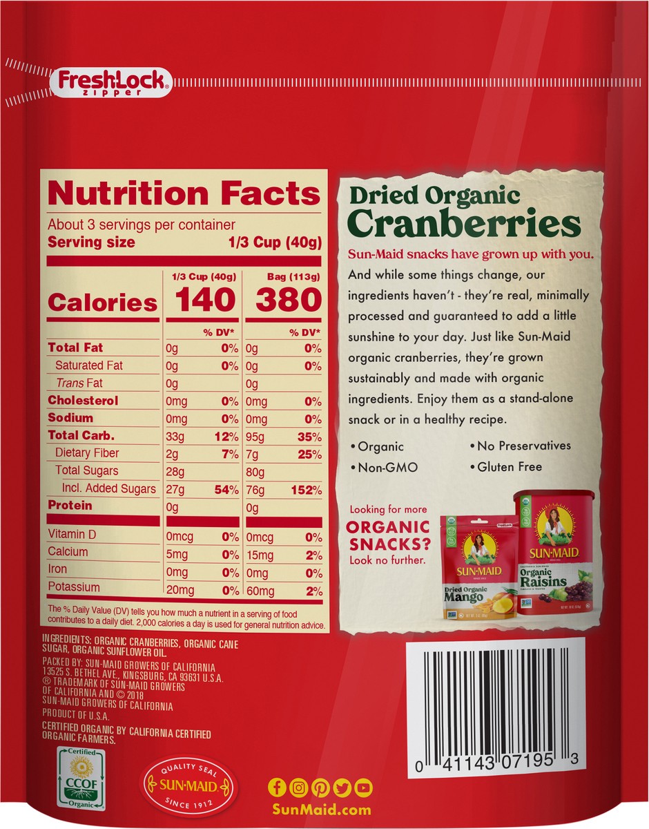 slide 2 of 3, Sun-Maid Organic Cranberries, 4 oz