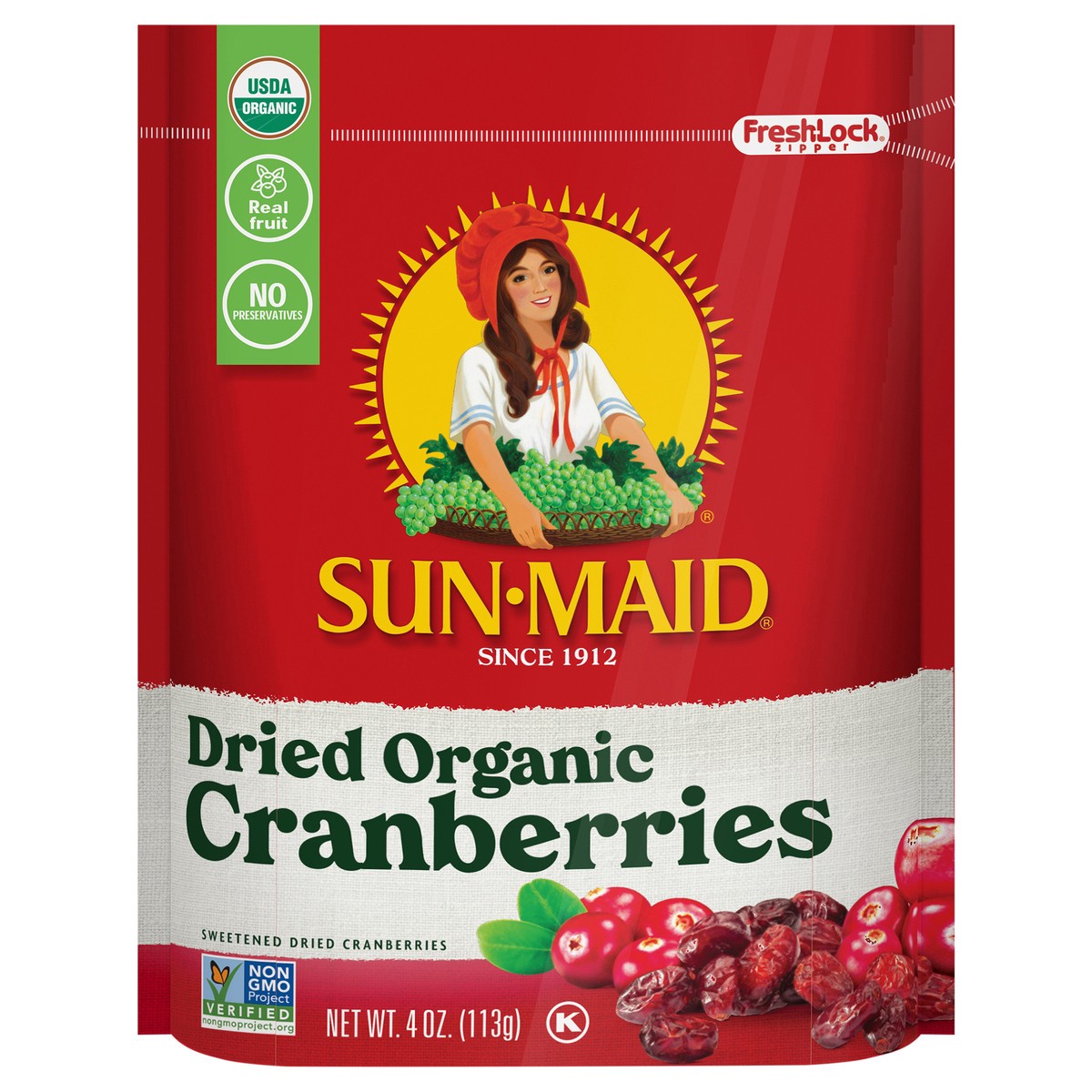 slide 1 of 3, Sun-Maid Organic Cranberries, 4 oz