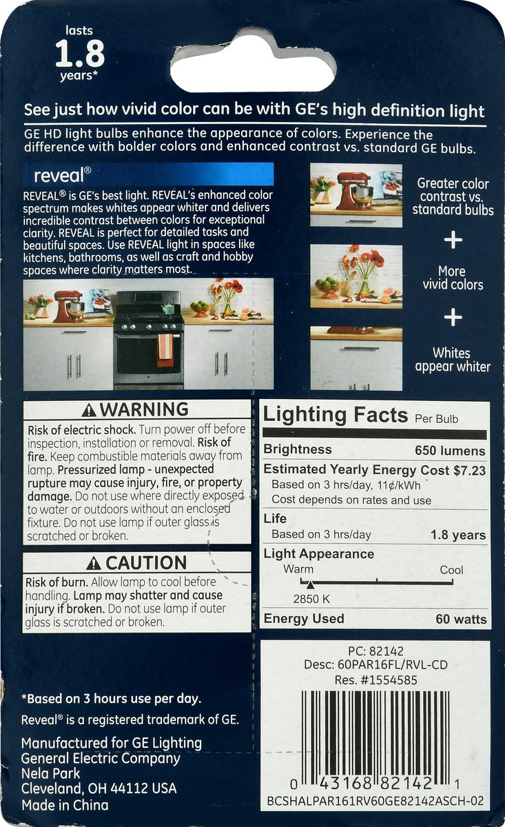 slide 9 of 9, GE Reveal 60 Watts Indoor Floodlight Halogen Light Bulb 1 ea, 1 ea