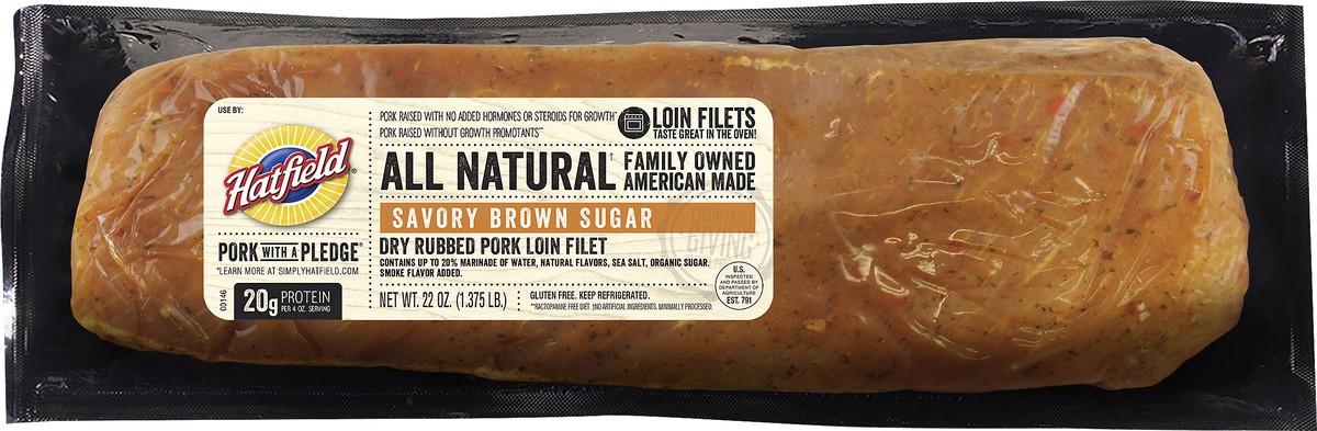 slide 1 of 3, Hatfield Savory Brown Sugar Pork Loin Filet, 22 oz