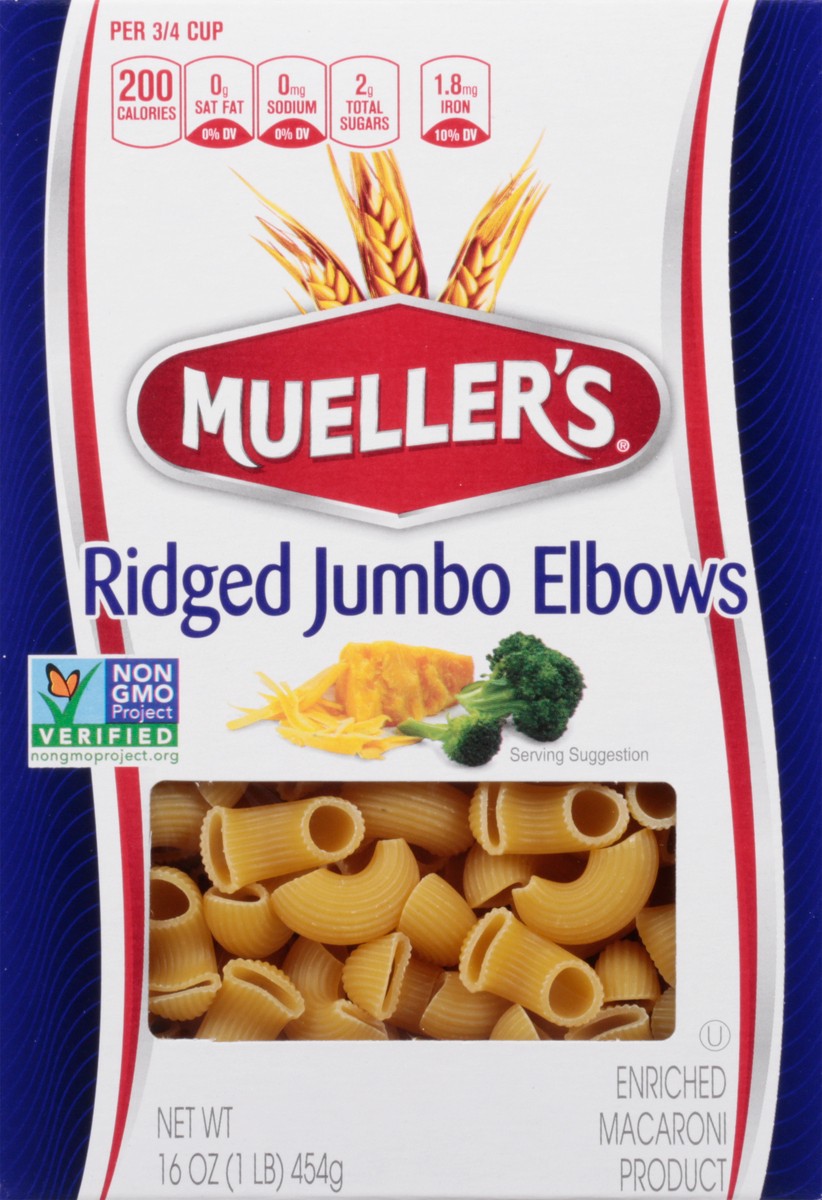 slide 1 of 14, Mueller's Ridged Jumbo Elbows 16 oz, 16 oz