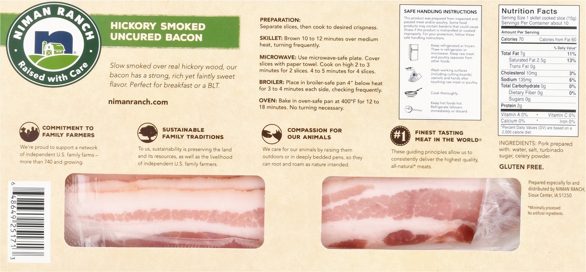 slide 6 of 14, Hickory Smoked Uncured Bacon 12 Oz, 12 oz