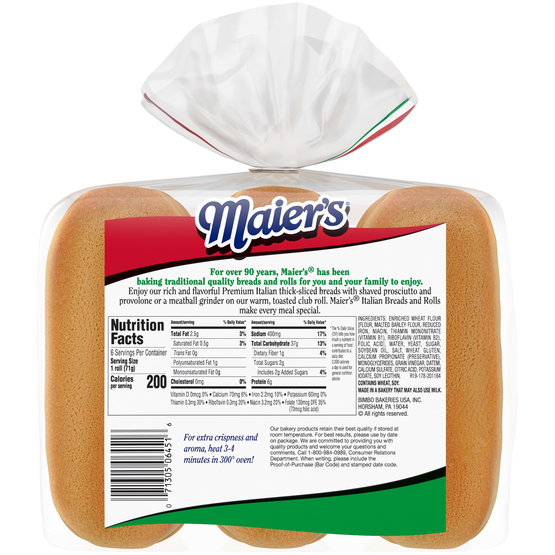 slide 5 of 5, Maier's Premium Italian Steak Rolls, 6 count, White Sandwich Rolls, 15 oz Bag, 15 oz