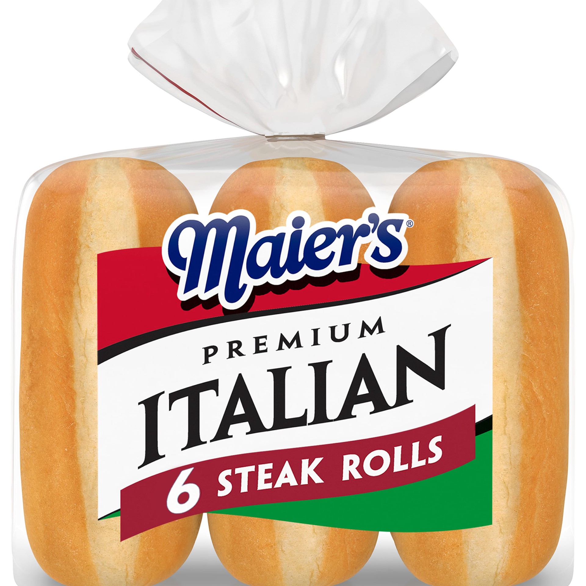 slide 1 of 5, Maier's Premium Italian Steak Rolls, 6 count, White Sandwich Rolls, 15 oz Bag, 15 oz