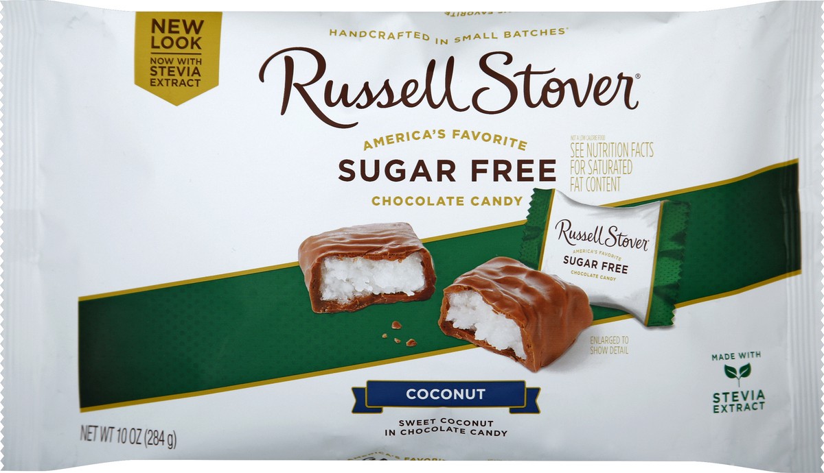 slide 3 of 7, RUSSELL STOVER Sugar Free Coconut Chocolate Candy, 10 oz. bag (˜ 20 pieces), 10 oz