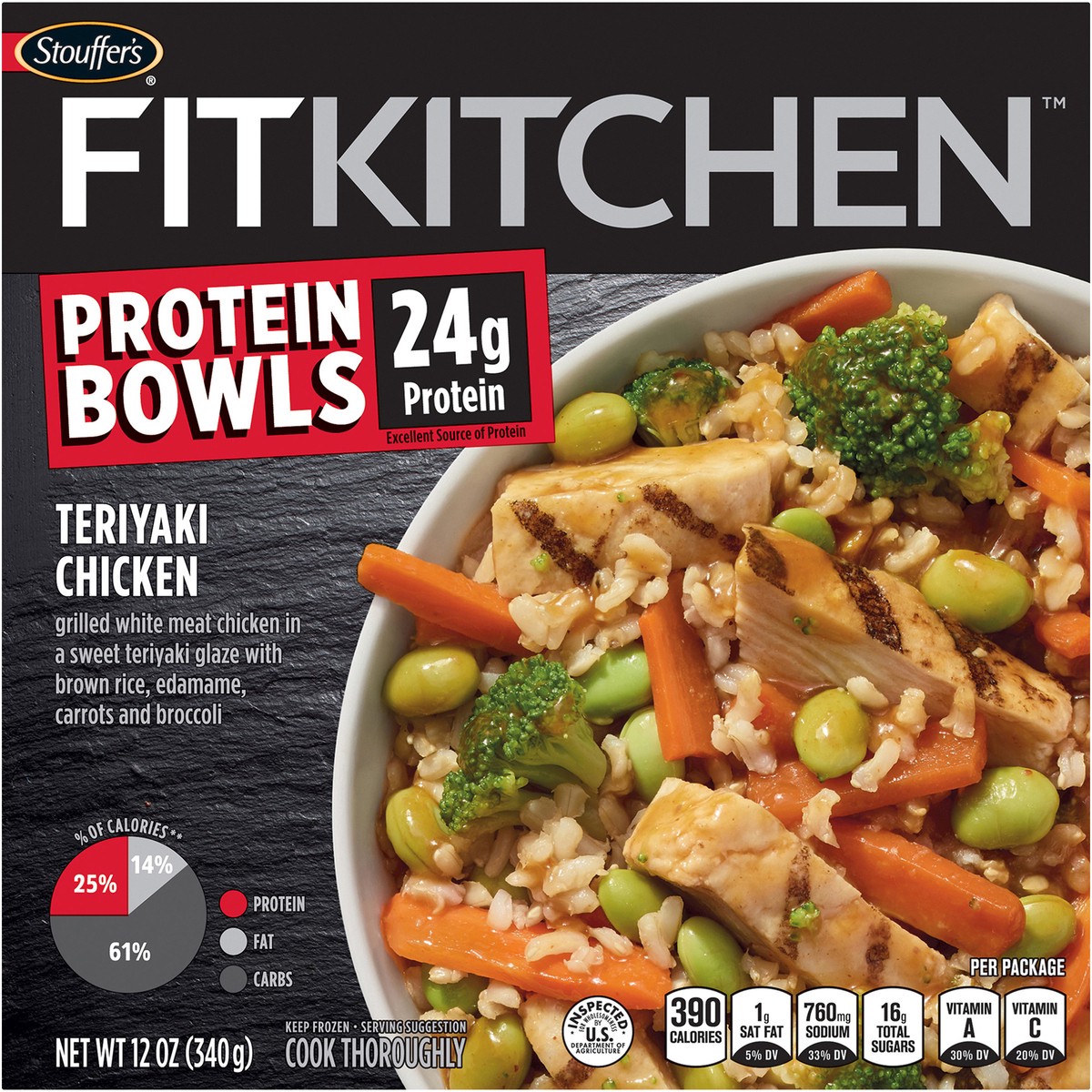 slide 7 of 13, STOUFFER'S FIT KITCHEN Protein Bowls Teriyaki Chicken 12 oz. Box, 12 oz