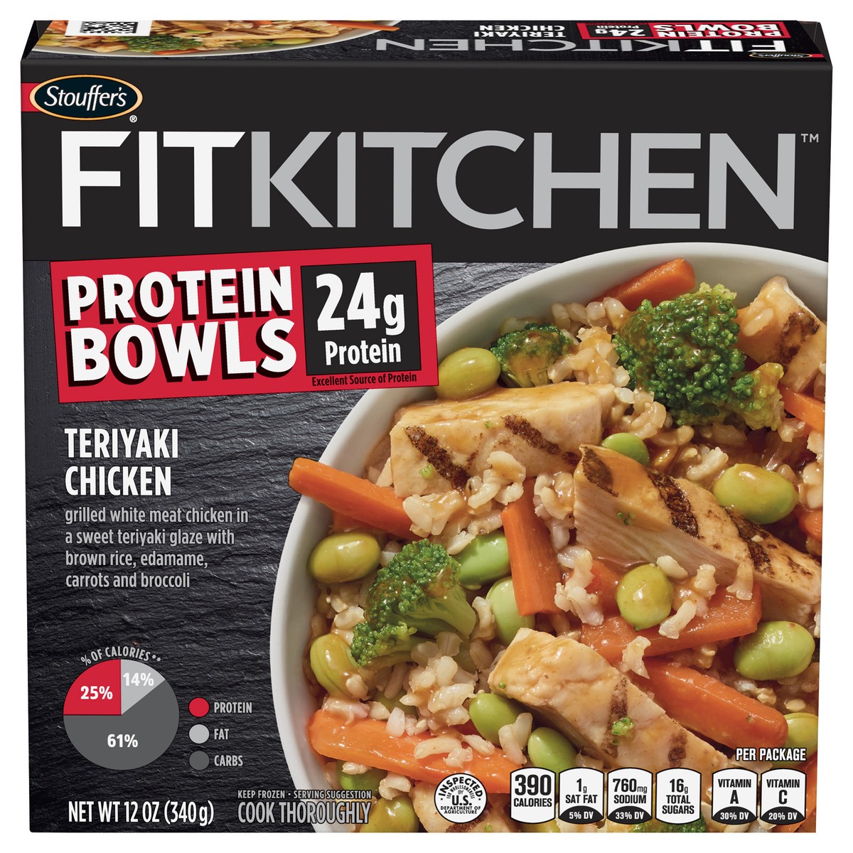 slide 1 of 13, STOUFFER'S FIT KITCHEN Protein Bowls Teriyaki Chicken 12 oz. Box, 12 oz