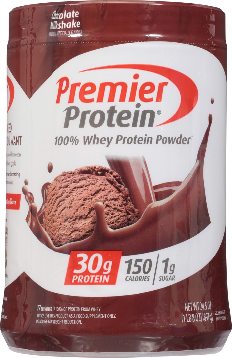 slide 6 of 9, Premier Protein 100% Whey Protein Powder - Chocolate Milkshake - 24.5oz, 24.5 oz