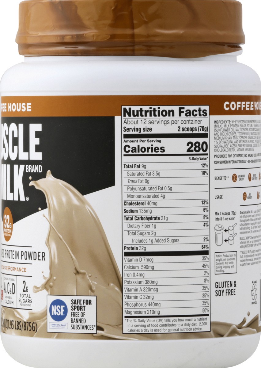 slide 6 of 7, Muscle Milk Protein Powder 30.9 oz, 1.93 lb