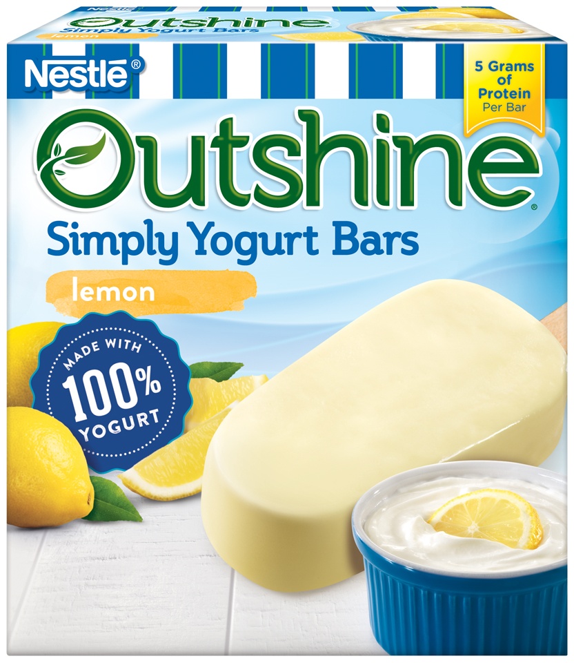 slide 1 of 1, Outshine Simply Yogurt Bars, Lemon, 4 ct; 2.65 fl oz