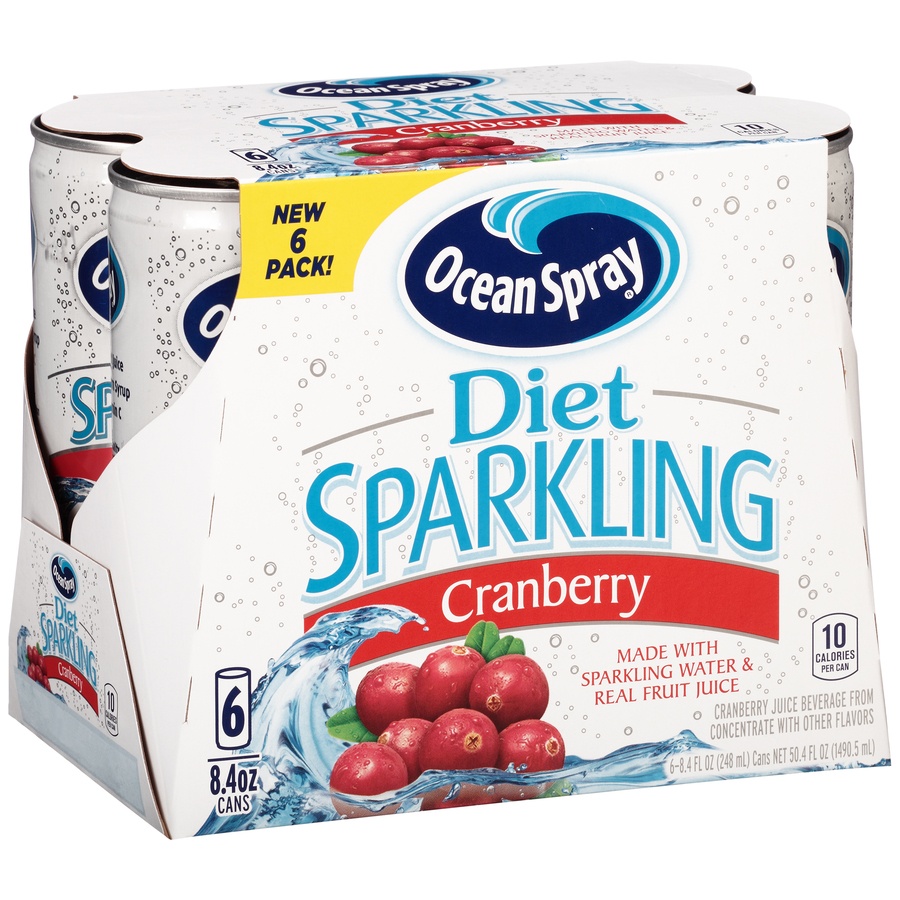 slide 7 of 8, Ocean Spray Sparkling Cran-Raspberry Juice Beverage, 6 ct; 8.4 oz