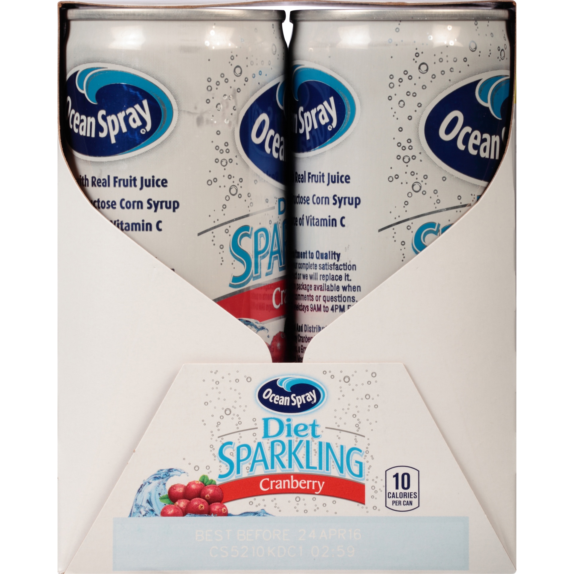 slide 2 of 8, Ocean Spray Sparkling Cran-Raspberry Juice Beverage, 6 ct; 8.4 oz