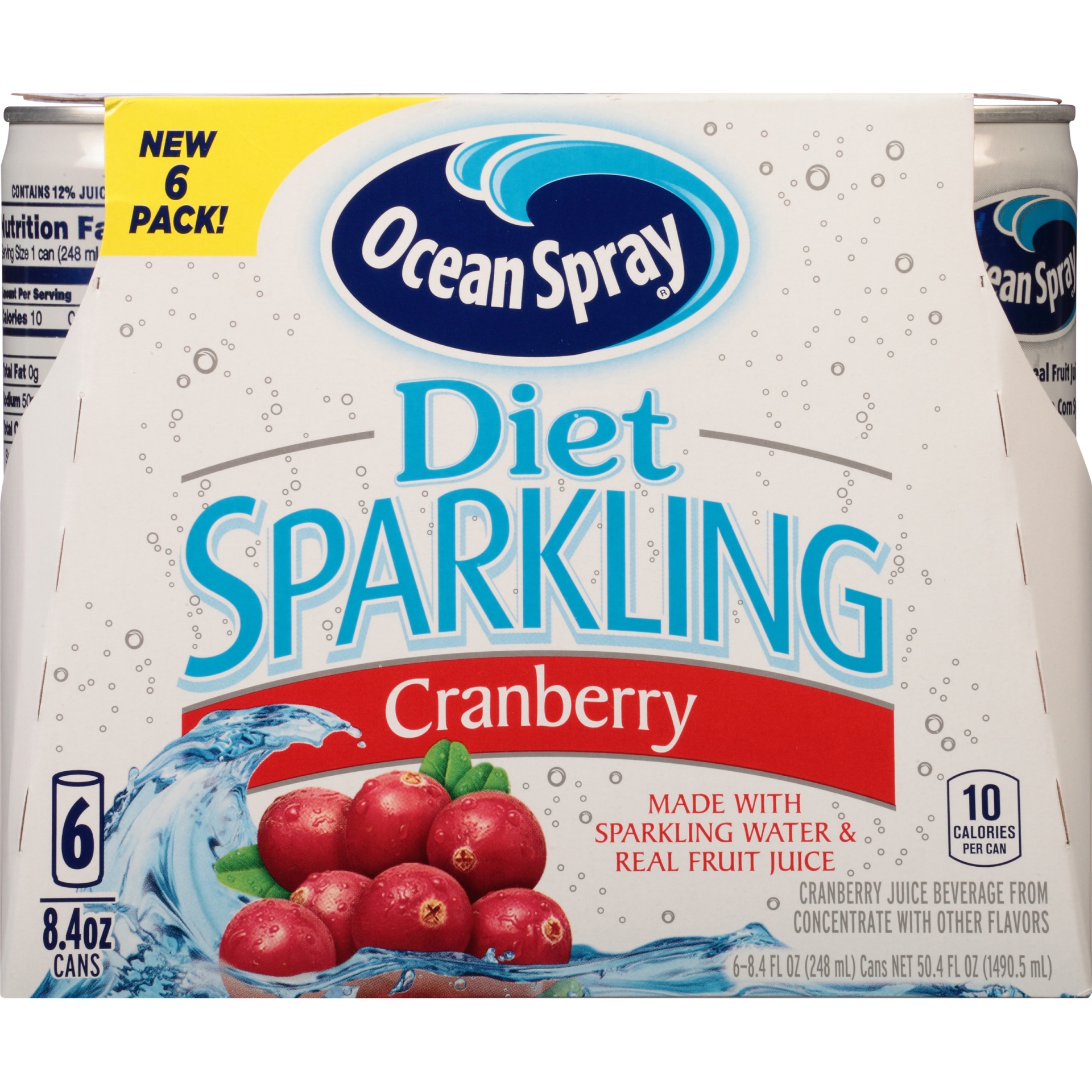 slide 4 of 8, Ocean Spray Sparkling Cran-Raspberry Juice Beverage, 6 ct; 8.4 oz