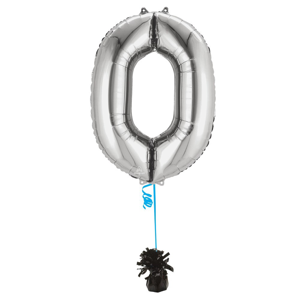 slide 3 of 4, burton + BURTON Number 0 Shape Balloon, 1 ct