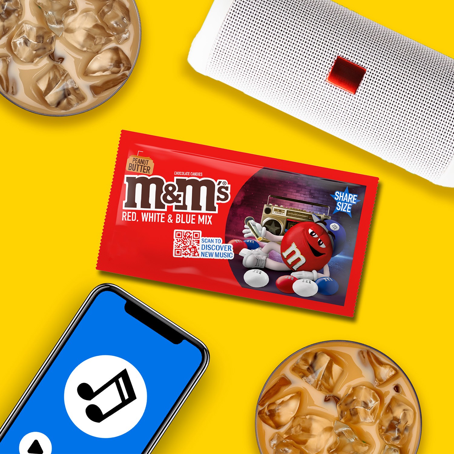 slide 4 of 8, M&M's Peanut Butter Red, White & Blue Patriotic Chocolate Candy, Share Size, 2.83 oz Bag, 2.83 oz