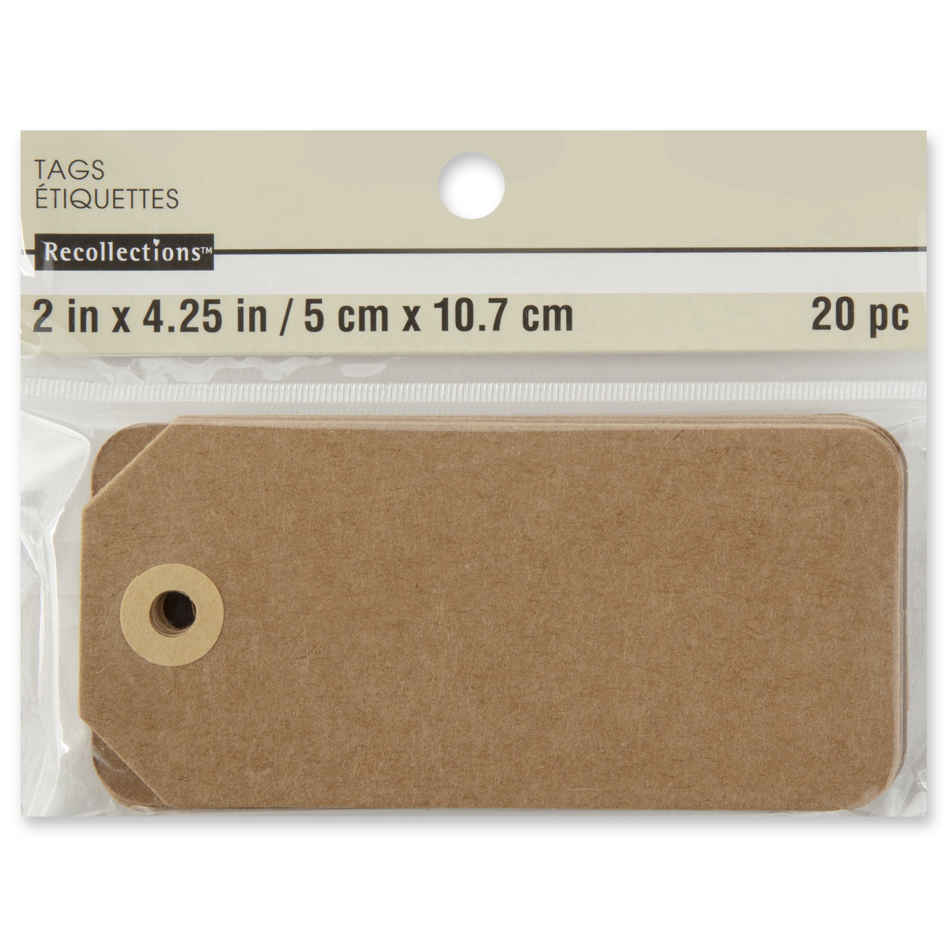slide 4 of 4, Creative Tags, Kraft, 20 Count By Recollections, 2 in x 4.5 in