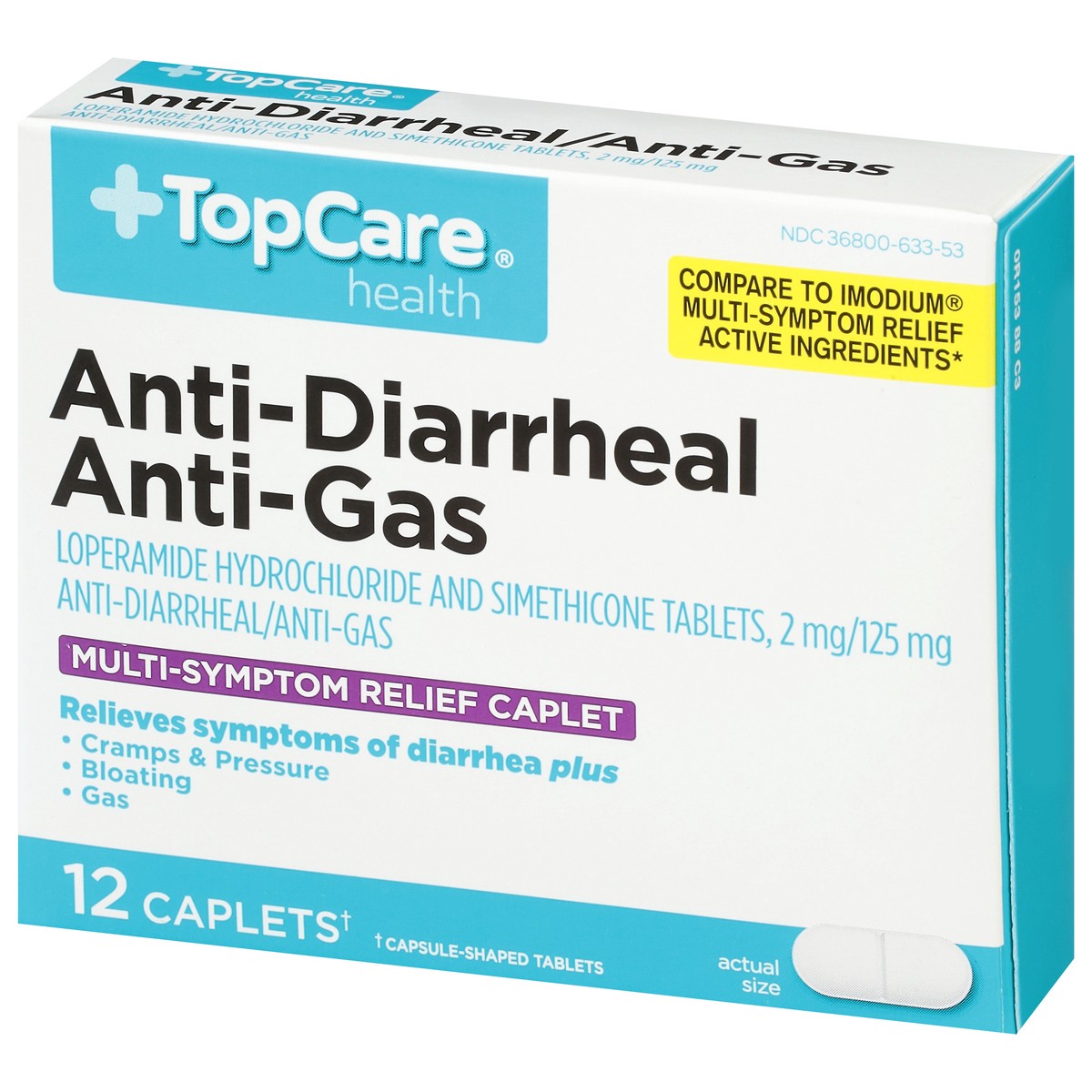 slide 3 of 9, Topcare Tabs Anti-Diarrhea Multi-Symp, 12 ct