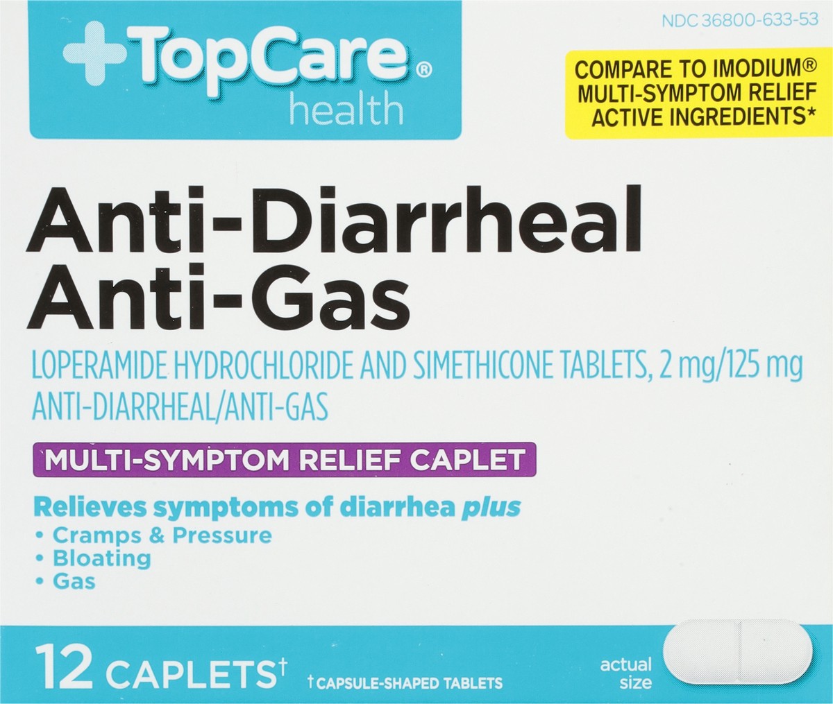 slide 6 of 9, Topcare Tabs Anti-Diarrhea Multi-Symp, 12 ct