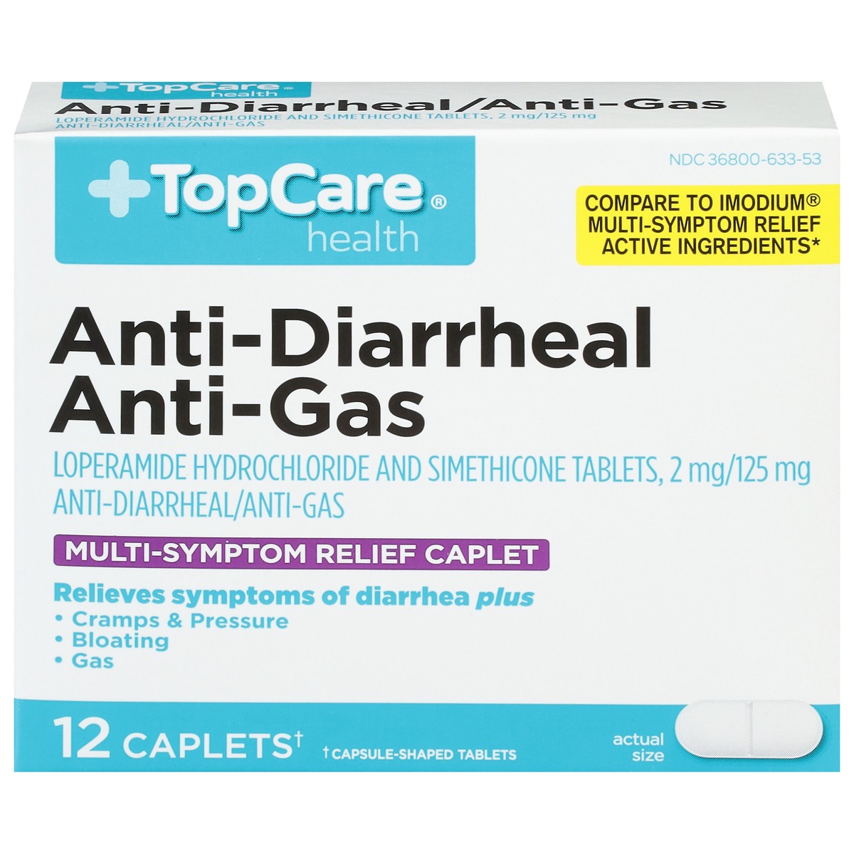 slide 1 of 9, Topcare Tabs Anti-Diarrhea Multi-Symp, 12 ct