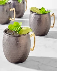 Silver One Hammered Copper Finish Moscow Mule Kit 4 Pack