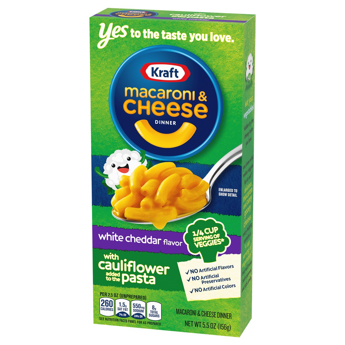 slide 3 of 11, Kraft White Cheddar Macaroni and Cheese with Cauliflower Pasta, 5.5 oz Box, 5.5 oz