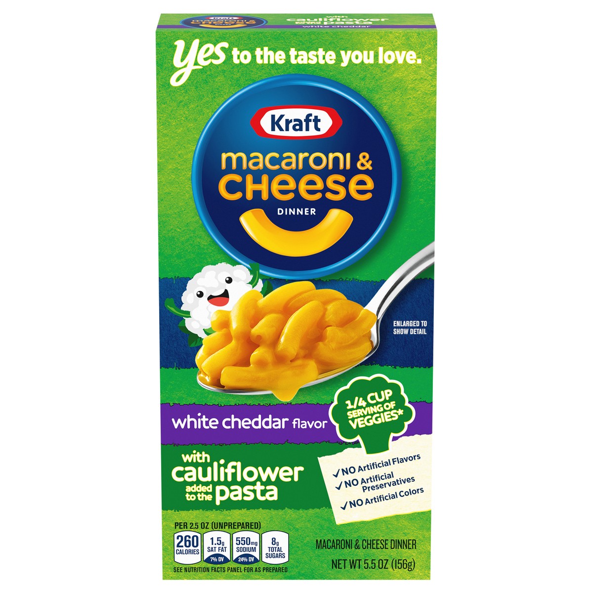 slide 8 of 11, Kraft White Cheddar Macaroni and Cheese with Cauliflower Pasta, 5.5 oz Box, 5.5 oz