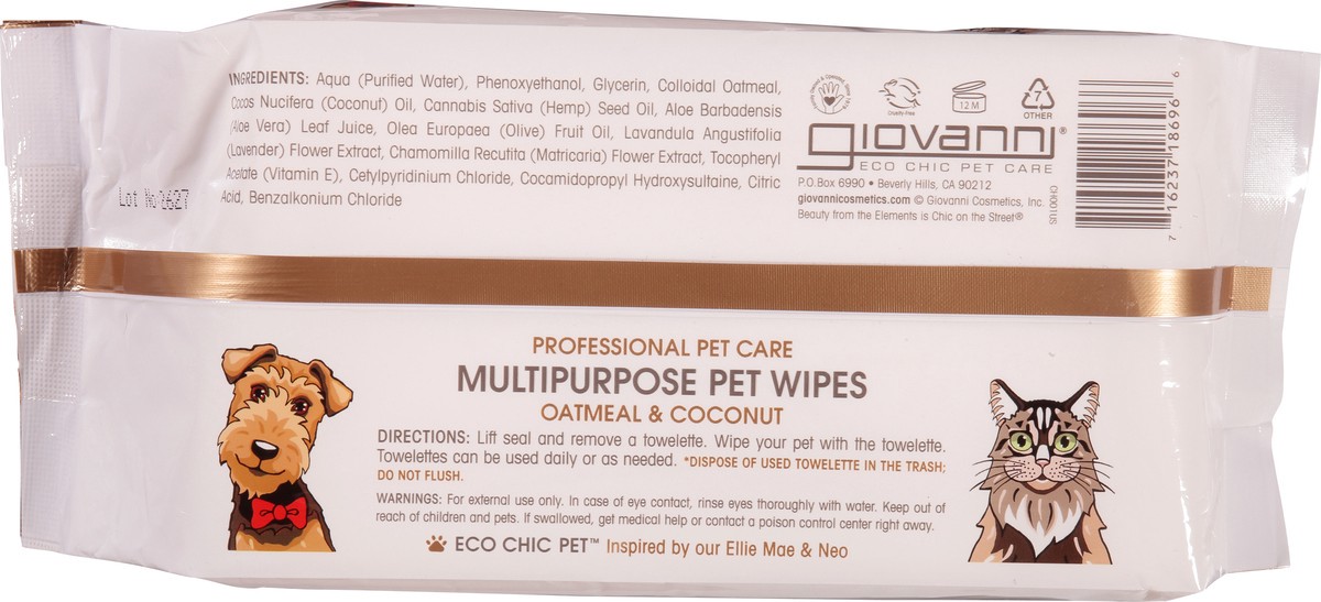 slide 10 of 11, Giovanni Multipurpose Pet Wipes Oatmeal & Coconut, 75 ct