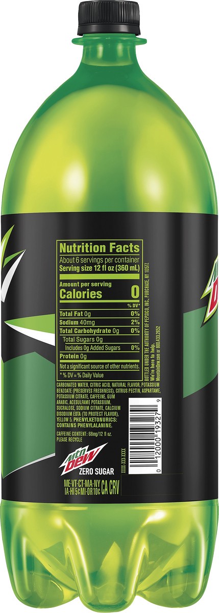 slide 2 of 3, Mountain Dew Zero Sugar Soda 2 lt, 2 liter