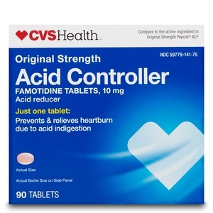 slide 1 of 1, CVS Health Acid Controller Famotidine Tablets, 90 ct; 10 mg