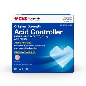 slide 1 of 1, CVS Health Acid Controller Famotidine Tablets, 90 ct; 10 mg