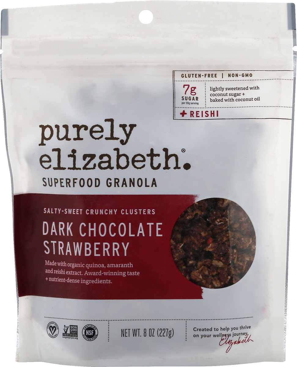 slide 7 of 8, Purely Elizabeth Dark Chocolate Strawberry Superfood Granola, 8 oz