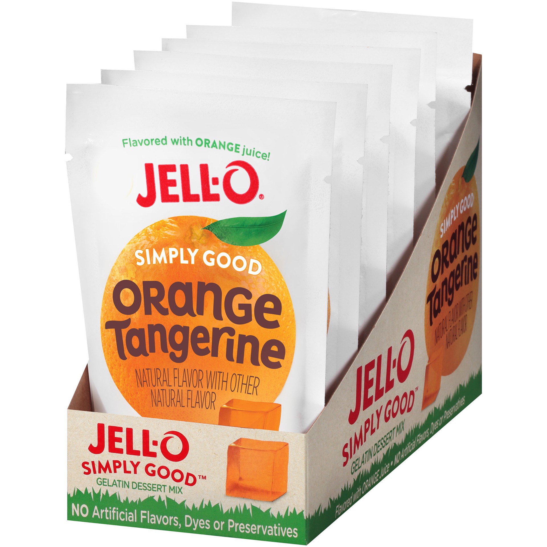 slide 4 of 5, JELL-O Simply Good Orange Tangerine Gelatin Mix 3 oz Pouch, 3 oz