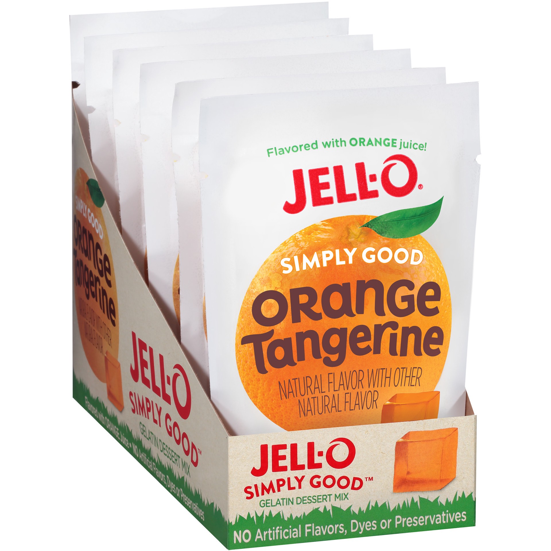 slide 5 of 5, JELL-O Simply Good Orange Tangerine Gelatin Mix 3 oz Pouch, 3 oz