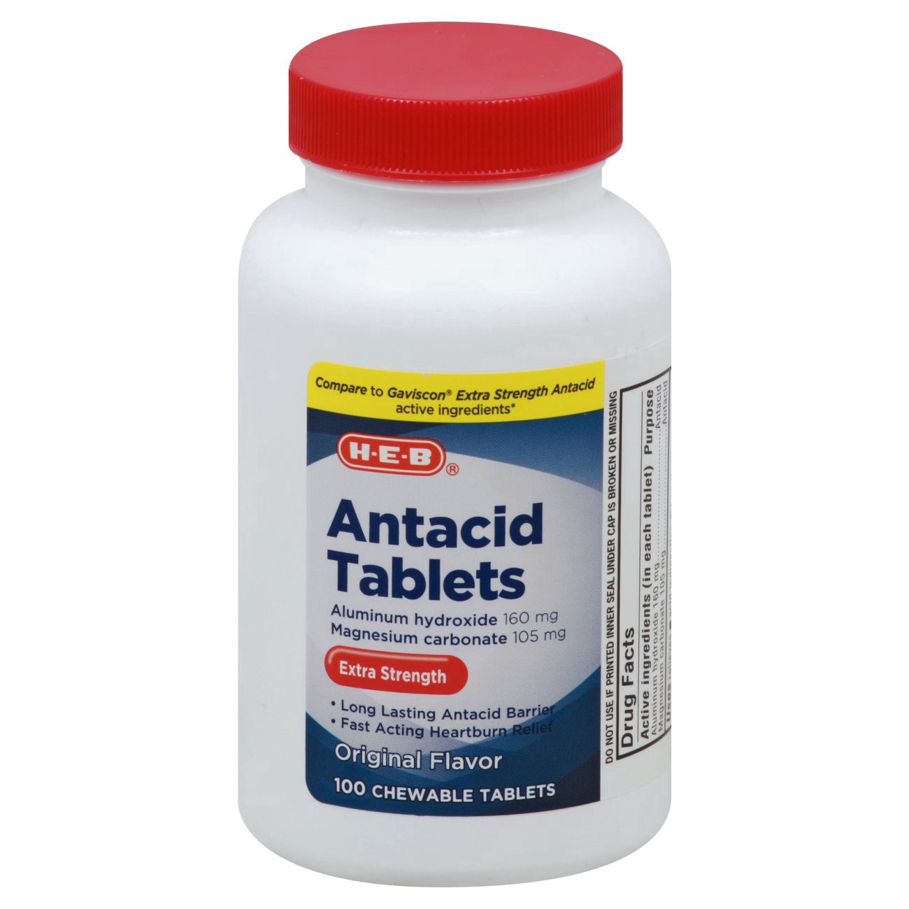 slide 1 of 1, H-E-B Antacid Original Chewable Tablets, 100 ct