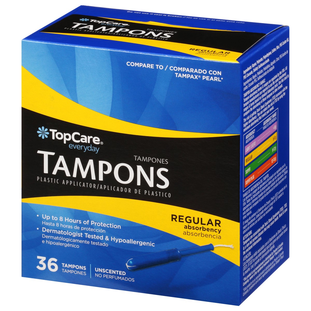 slide 3 of 9, TopCare Tampons, 36 ct
