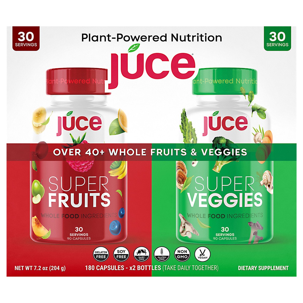 slide 1 of 12, Juce Super Veggies/Super Fruits Dietary Supplement 2 - 90 Capsule Bottles, 2 ct