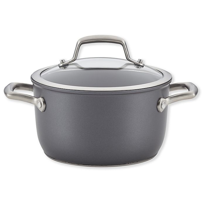 slide 1 of 1, Anolon Accolade Nonstick Hard Anodized Covered Saucepot - Moonstone, 3.5 qt