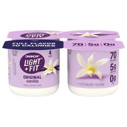 Dannon Light + Fit Nonfat Gluten-Free Vanilla Yogurt, 5.3 Oz. Cups, 4 Count