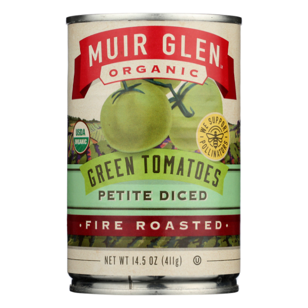 slide 1 of 1, Muir Glen Petite Diced Fire Roasted Green Tomatoes, 14.5 oz, 14.5 oz