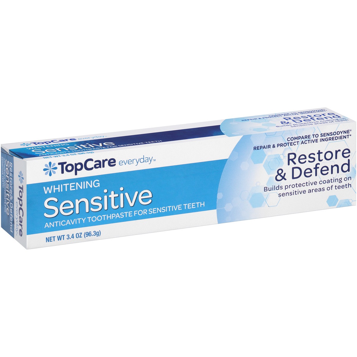 slide 7 of 9, TopCare Whitening Restore & Defend Sensitive Anticavity Toothpaste For Sensitive Teeth, 3.4 oz