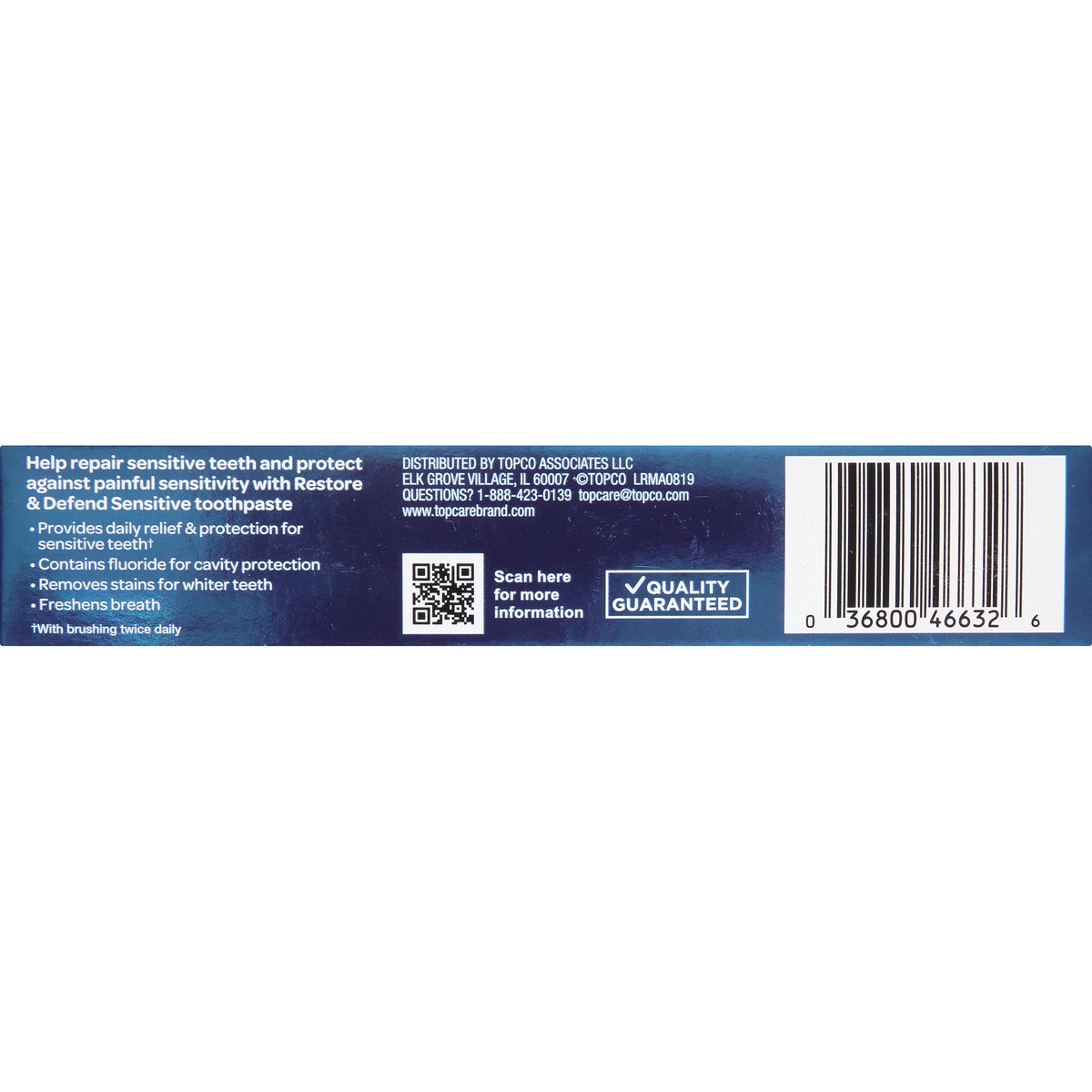 slide 2 of 9, TopCare Whitening Restore & Defend Sensitive Anticavity Toothpaste For Sensitive Teeth, 3.4 oz