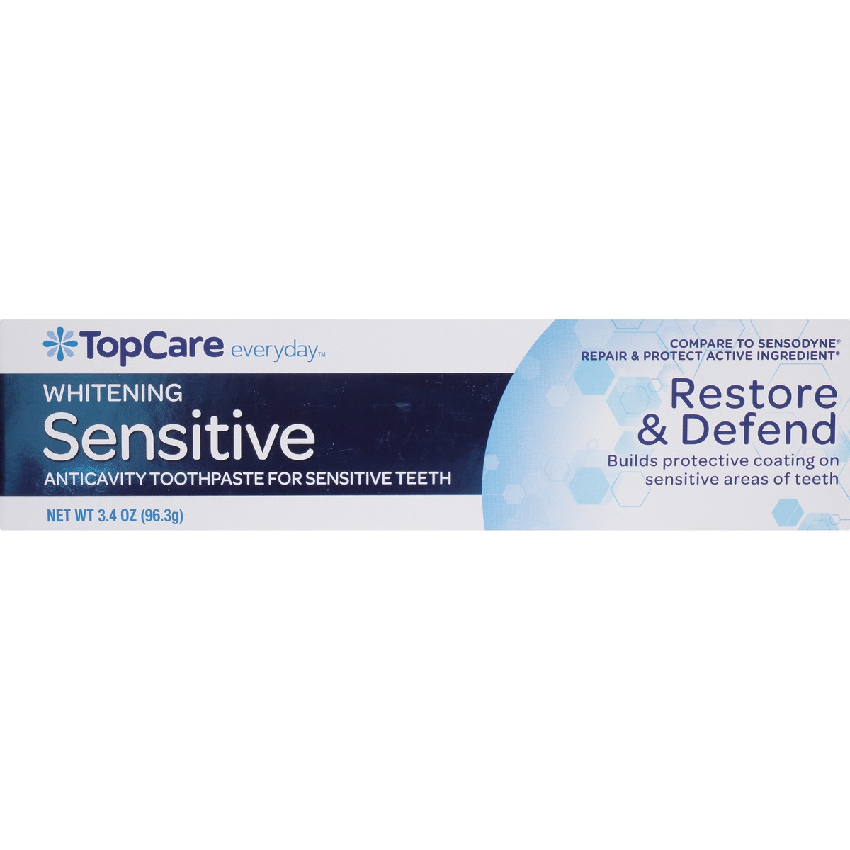 slide 9 of 9, TopCare Whitening Restore & Defend Sensitive Anticavity Toothpaste For Sensitive Teeth, 3.4 oz