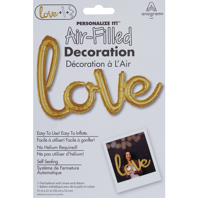 slide 1 of 1, Rainbow Balloons Air Balloon Love Gold, 1 ct
