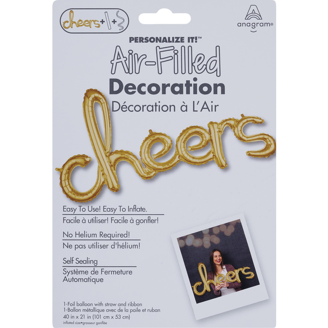 slide 1 of 1, Rainbow Balloons Air Balloon Cheers Gold, 1 ct